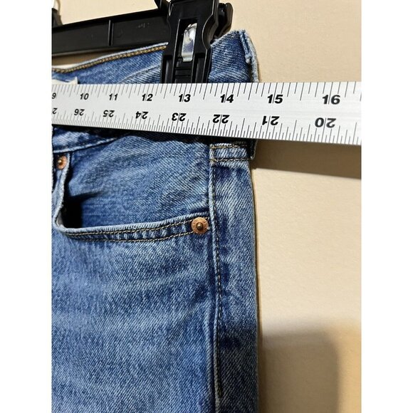 Levi's Mom Wedgie Straight Distressed Frayed Raw Hem Button Fly Jeans Sz 27 - Picture 7 of 16